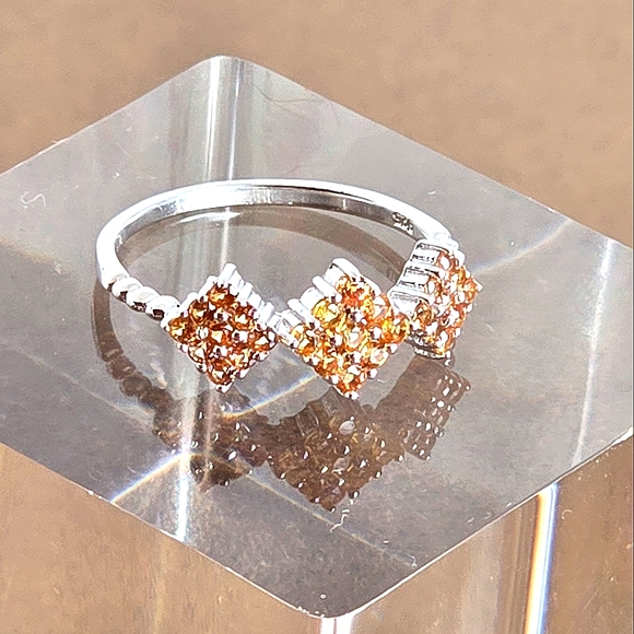 925 Sterling Silver Stackable Ring with Genuine Yellow Sapphire. - Picture 14 of 15